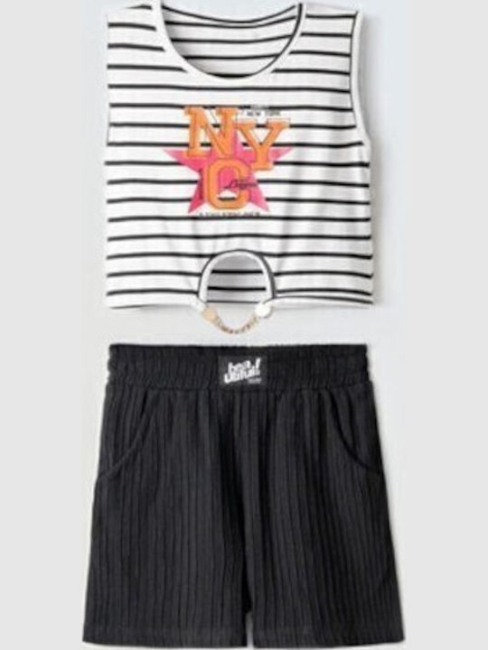 Kids' Set with Shorts Summer 2pcs White/Black