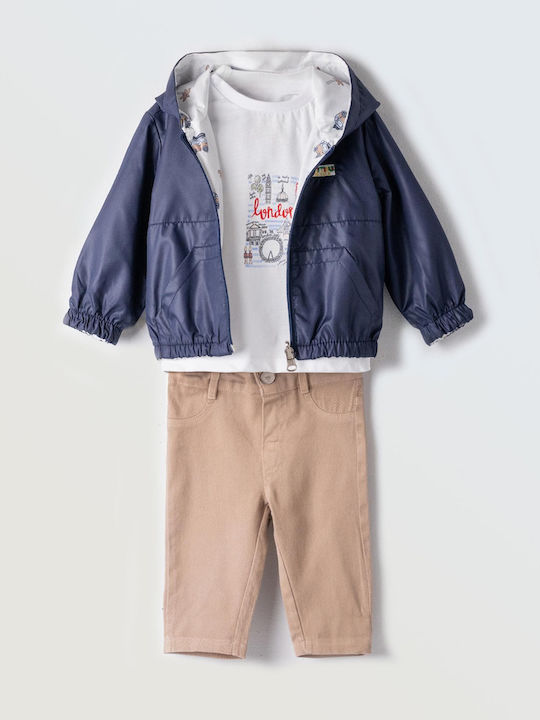 Kids' Set with Pants & Outerwear Winter 3pcs Blue Navy