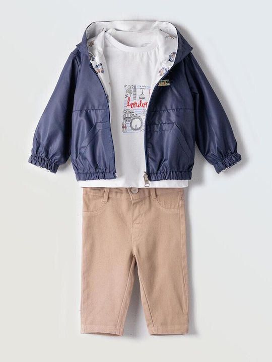 Kids' Set with Pants & Outerwear Winter 3pcs Blue Navy