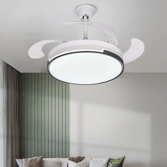 Ceiling Fan 121.92cm With Light Fixture White