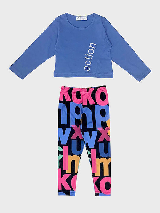Kinder-Set mit Leggings Sommer 2Stück Blau