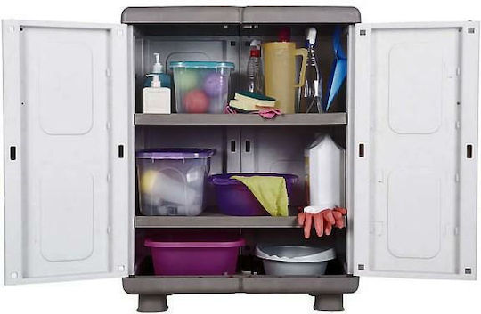 Zweiflügeliger Schrank Ivi Kunststoff mit 2 Regale Grey / Charcoal 73x44x96cm