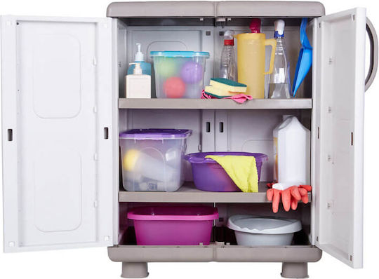 Zweiflügeliger Schrank Ivi Kunststoff mit 2 Regale Grey / Charcoal 73x44x96cm