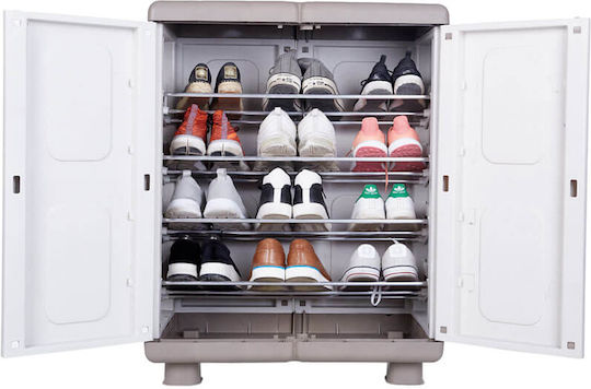 Shoe Cabinet Leda Plastic with 4 Shelves Grey / Charcoal 73x44x96cm