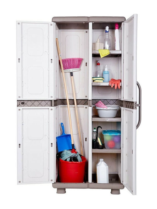 Dulap cu două uși Aria Plastic cu Separator & 4 Rafturi Gri/Antracit 73x44x179cm