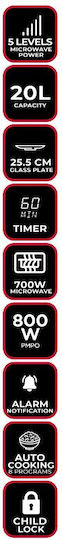 Aiwa Mikrowellenherd mit Grill 20Es Schwarz