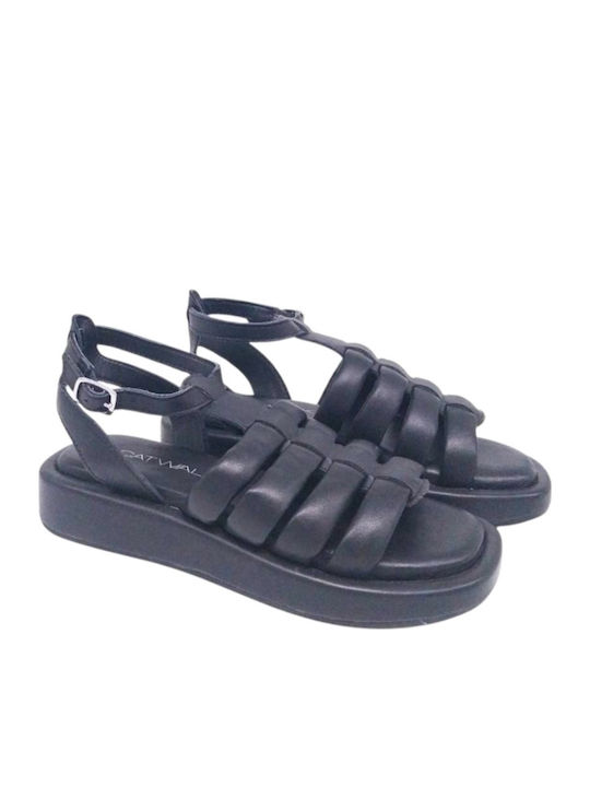 Women's Flat Sandals Flatforms in Black Color