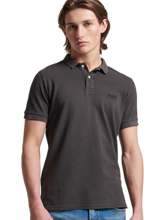 Polo Herrenbluse Kurzarm Dunkelgrau
