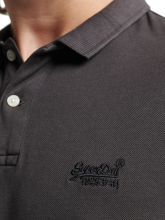 Polo Herrenbluse Kurzarm Dunkelgrau