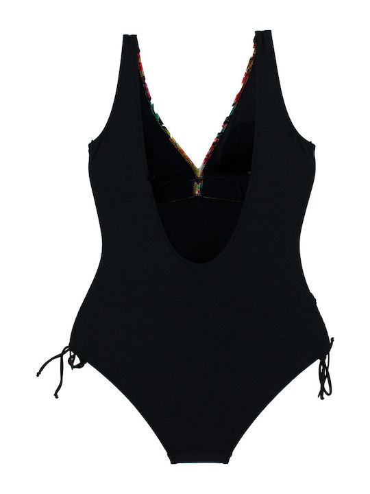Plus Size Swimsuit for Large Bust Floral Black DY8329 Black S25
