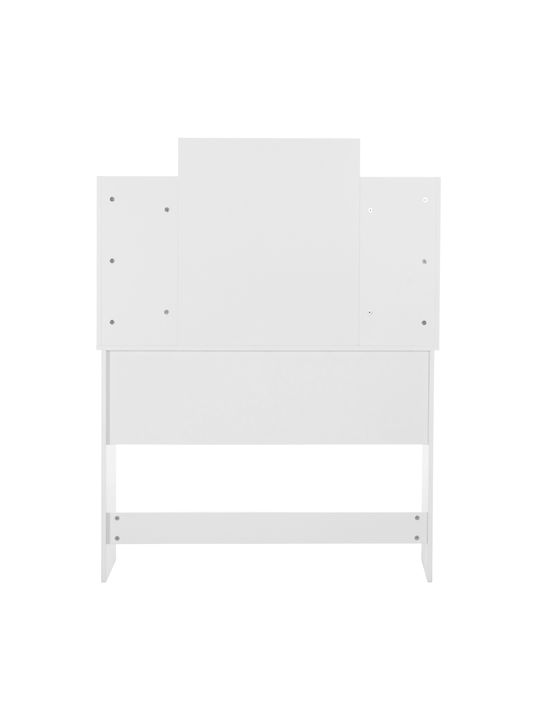 Floor-Standing Makeup Dressing Table Lauryn Wooden White with Mirror 101x40x139cm