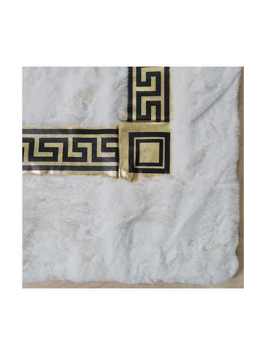 Saray Home Rabbit Luxurius Σετ Μοντέρνα Χαλιά Κρεβατοκάμαρας Λευκό-χρυσό DSN03 WHGLD 3τμχ