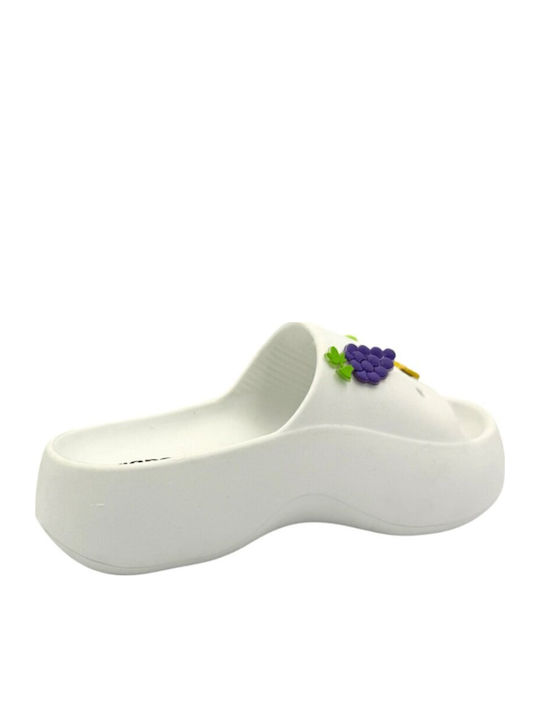 Women's Flip Flops with Platforms in White Color