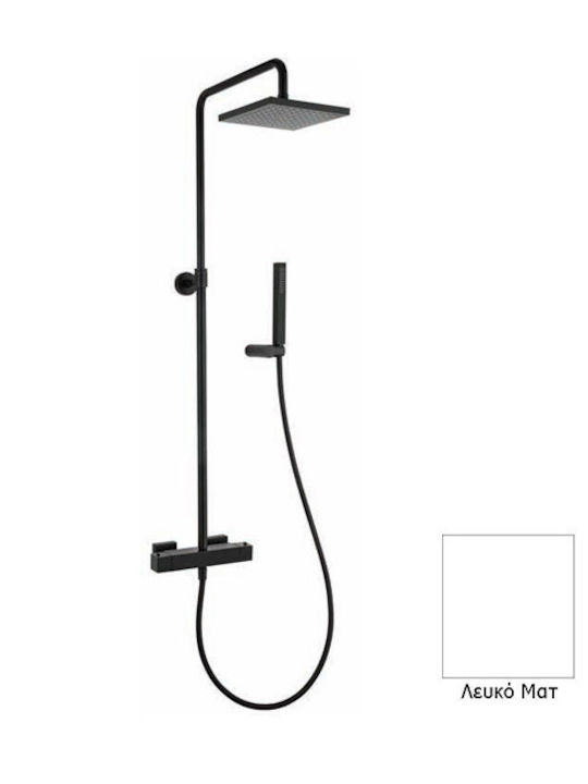 Paini Dax Höhenverstellbare Duschsäule mit Wannenbatterie 85-119cm Weiße