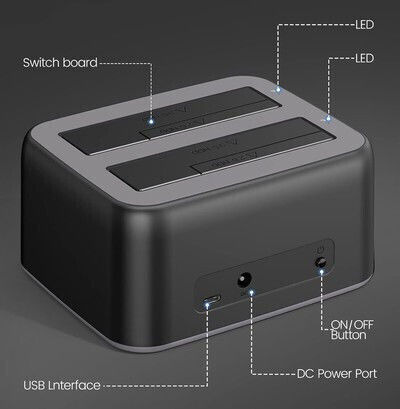 Orico Docking Station for 2 Hard Drives SATA 2.5" / 3.5" with Connection USB-C (6829C3-V1)