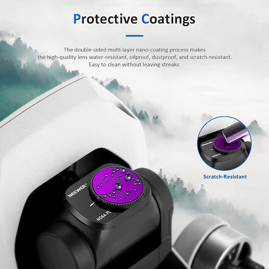 Set 5 Filtre Polarizante Nd Compatibile Dji Mavic Mini Mini 2/mini Se Inclusiv Nd4pl Nd8pl Nd16pl Nd32pl Nd64pl Laveta Profesională de Curățare Carcasă de Depozitare Neewer