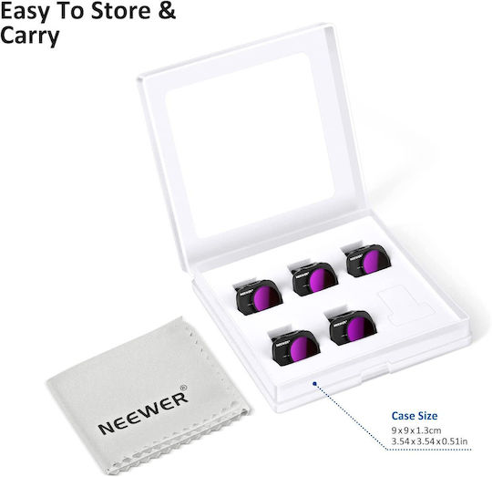 Set 5 Filtre Polarizante Nd Compatibile Dji Mavic Mini Mini 2/mini Se Inclusiv Nd4pl Nd8pl Nd16pl Nd32pl Nd64pl Laveta Profesională de Curățare Carcasă de Depozitare Neewer