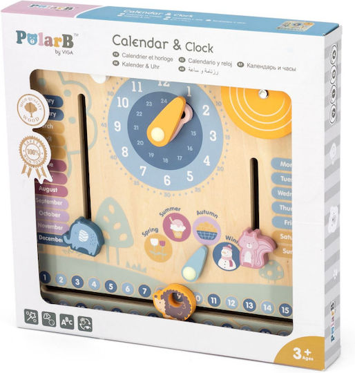 Calendar Wooden Clock Polarb Multicolor Viga