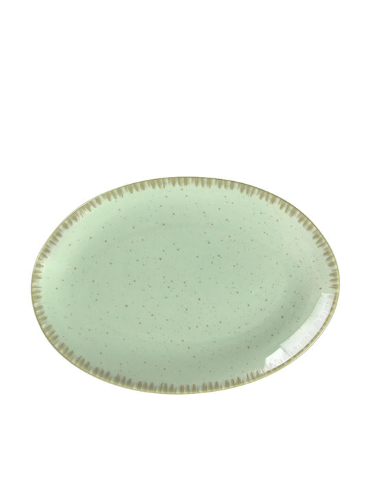 XM-Casa Plate Shallow Oval made of Porcelain Green 26x26cm
