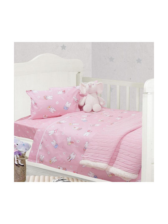Das Home Baby Sheets Set Crib Cotton Pink 110x150cm 3pcs