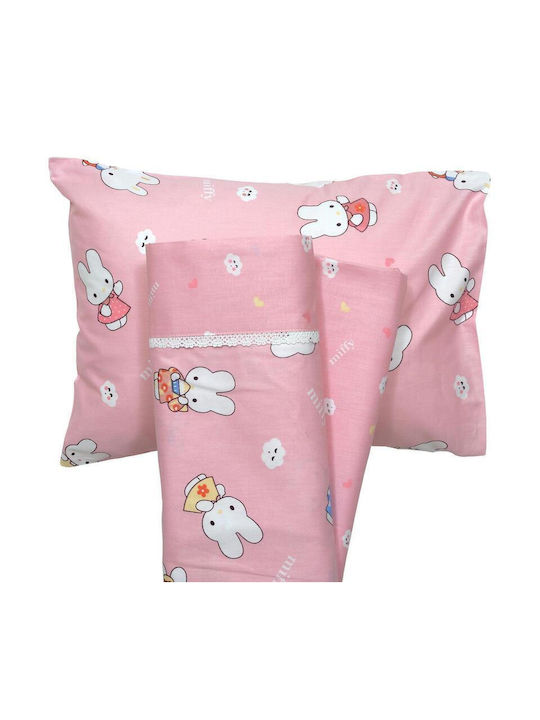 Das Home Baby Sheets Set Crib Cotton Pink 110x150cm 3pcs
