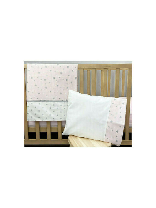 abo Fox Комплект Бебешки Чаршафи За Количка Памучни с ластик Розов 70x140бр 3бр