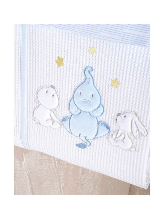 Rythmos Elephant Friends Baby Sheets Set Crib Cotton Sky Blue Gray 100x160cm 3pcs