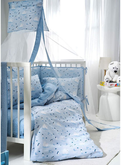 Vesta Home Set Baby Crib Cotton Sheets Arktos Blue 120x165cm 3 Pieces