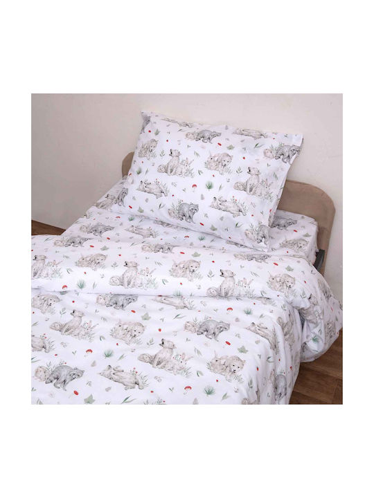 Viopros Baby Sheets Set Crib Cotton White White 120x160cm 3pcs
