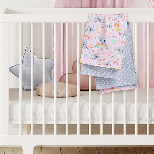 Das Home Koalla Hug Baby Sheets Set Cradle Cotton Gray 70x120cm 2pcs