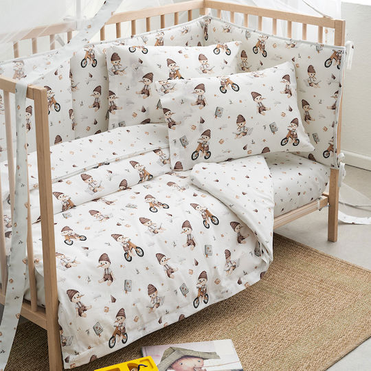 Vesta Home Set Baby Sheets Crib Cotton Beige 120x165cm 3 Pieces