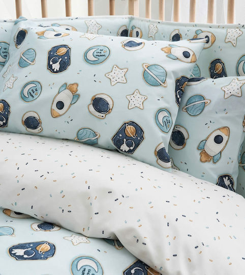 Vesta Home Set Baby Cradle Cotton Sheets Cosmic Light Blue 70x125cm 3 Pieces