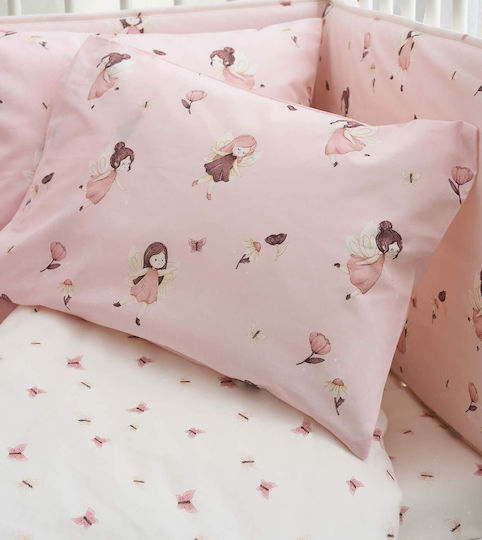 Vesta Home Set Baby Crib Cotton Sheets Fairy Pink 120x165cm 3 Pieces