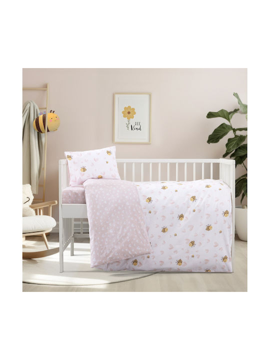 Kocoon Set Baby Bettlaken Für Krippe Baumwolle Rosa 120x160cm 3Stück