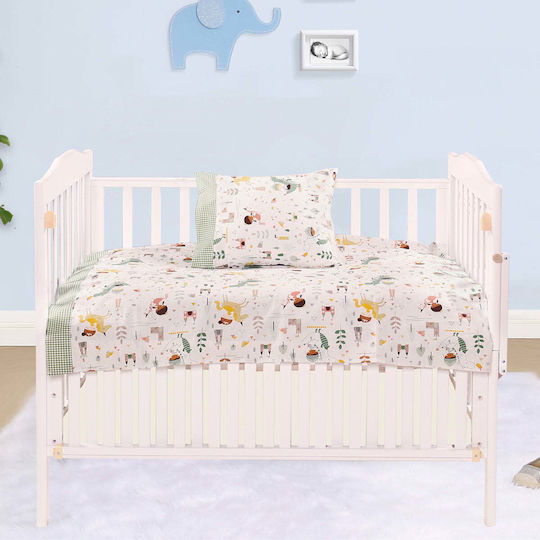Beauty Home Art 5175 Baby Sheets Set Crib Cotton Satin Fitted Multicolored 70x140cm