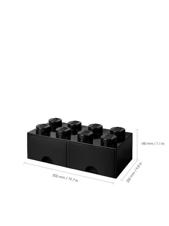 LEGO Παιδικό Κουτί Αποθήκευσης από Πλαστικό 8 Knobs Μαύρο 50x25x17cm