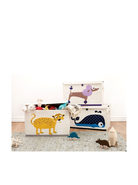 3 Sprouts Children's Folding Storage Box made of Fabric Bear Black 61x37x38cm 1pcs