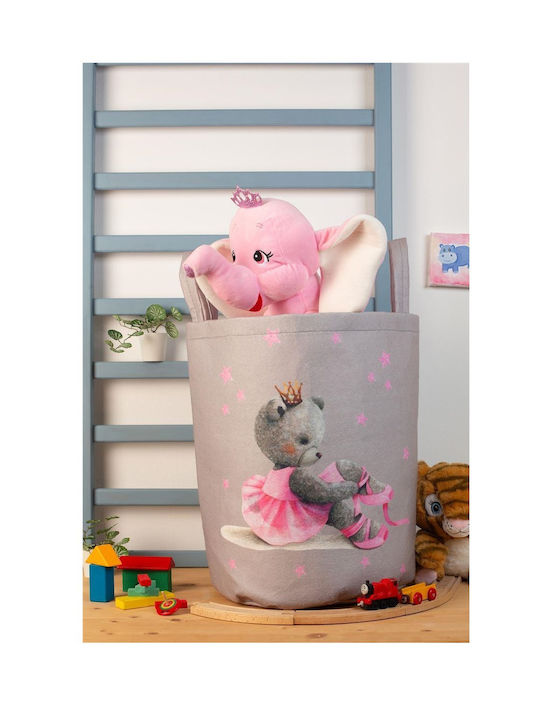 Dimcol Kinder Aufbewahrungskorb aus Stoff Gray 45x30x50cm 1Stück