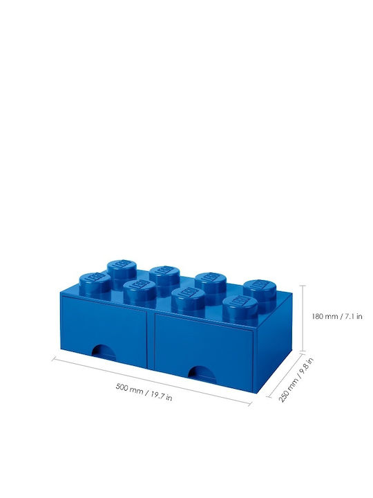 LEGO Children's Storage Box made of Plastic Brick Blue 50x25x18cm 1pcs