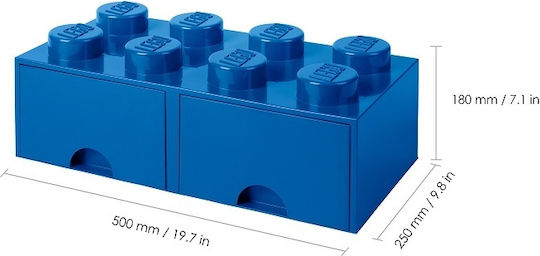 LEGO Children's Storage Box made of Plastic Brick Blue 50x25x18cm 1pcs