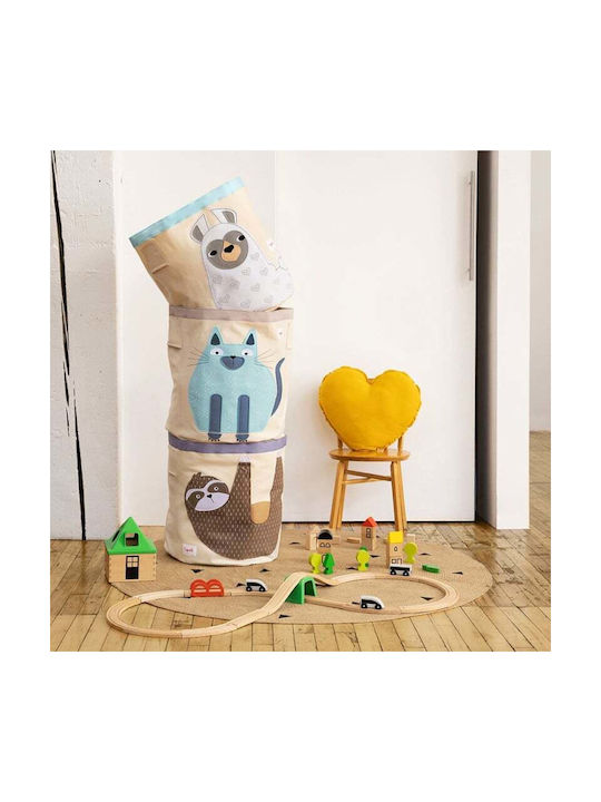 3 Sprouts Children's Storage Basket made of Fabric Cat Light Blue 43x43x45cm 1pcs
