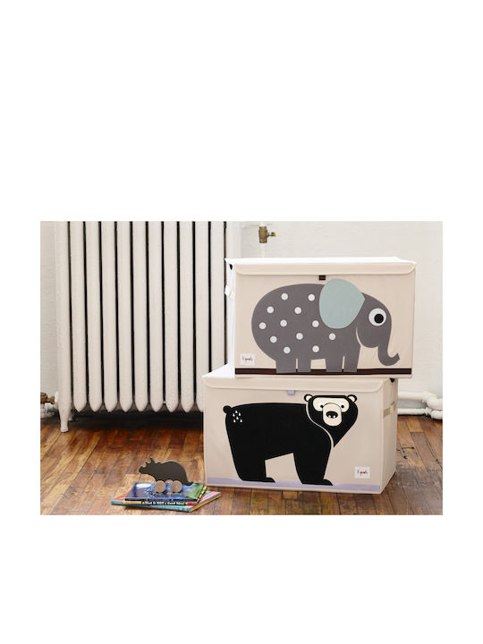 3 Sprouts Children's Folding Storage Box made of Fabric Bear Black 61x37x38cm 1pcs