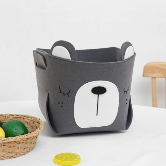 Loco Children's Storage Basket made of Fabric Bear Gray 17x17x19cm 1pcs