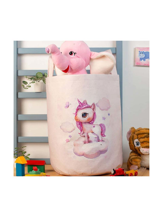 Dimcol Kinder Aufbewahrungskorb aus Stoff Rosa 45x30x50cm 1Stück