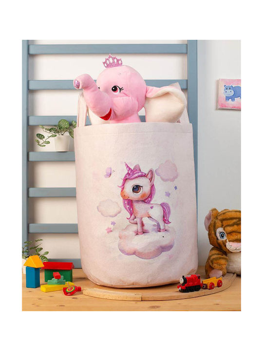 Dimcol Kinder Aufbewahrungskorb aus Stoff Rosa 45x30x50cm 1Stück