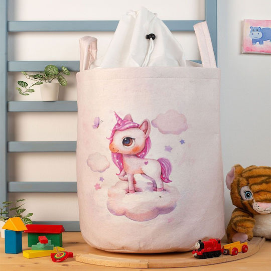 Dimcol Kinder Aufbewahrungskorb aus Stoff Rosa 45x30x50cm 1Stück