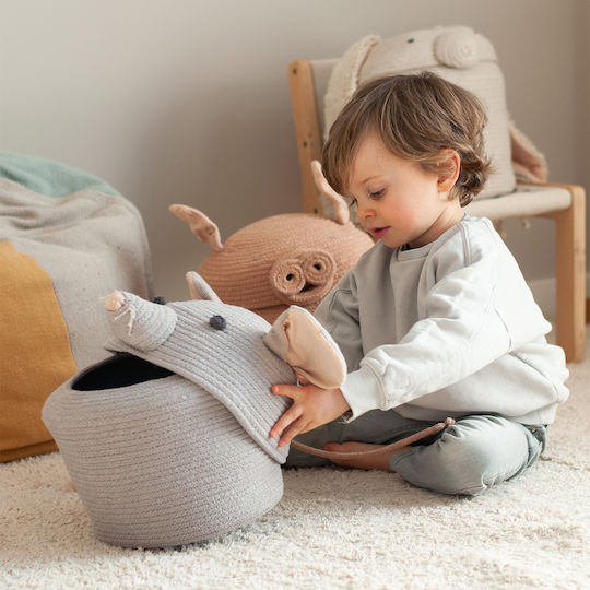 Lorena Canals Kinder Aufbewahrungskorb aus Stoff Renata die Ratte Gray 25x25x30cm 1Stück