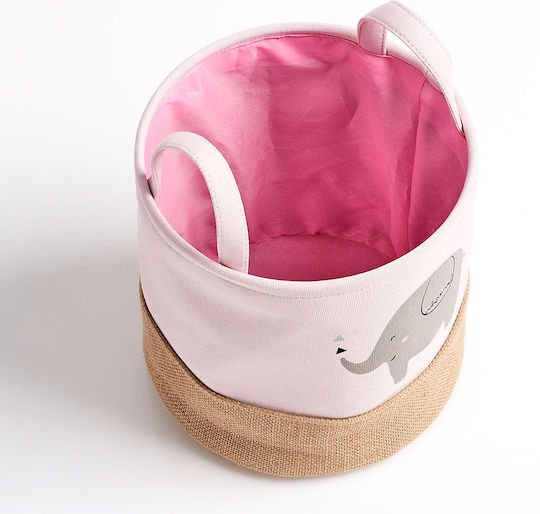 Children's Storage Basket made of Fabric Elephant Pink 1pcs