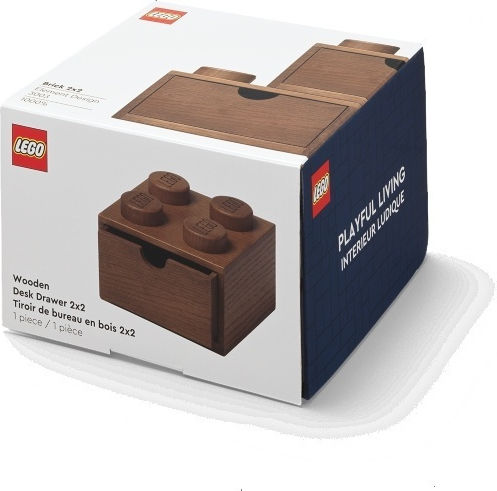 LEGO Παιδικό Κουτί Αποθήκευσης από Ξύλο Brick Καφέ 2x11cm