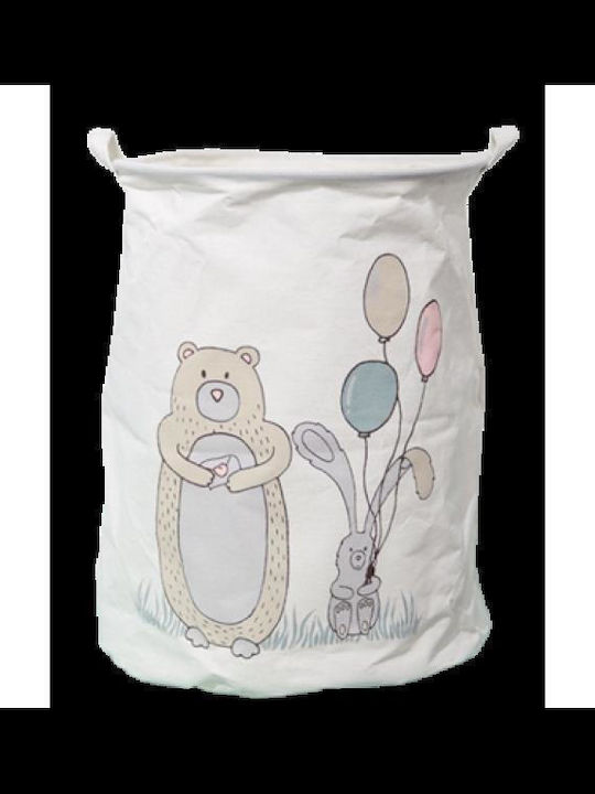 ecarla Children's Storage Basket made of Fabric Bear Party White 1pcs